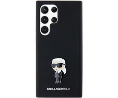 Samsung Galaxy S24 Ultra Karl Lagerfeld silikoninis dėklas Ikonik Metal Pin (KLHCS24LSMHKNPK) juodos spalvos