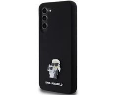 Samsung Galaxy S24 Plus Karl Lagerfeld silikoninis dėklas Karl&amp;Choupette Metal Pin (KLHCS24MSMHKCNPK) juodos spalvos