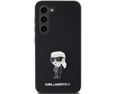 Samsung Galaxy S24 Karl Lagerfeld silikoninis dėklas Ikonik Metal Pin (KLHCS24SSMHKNPK) juodos spalvos