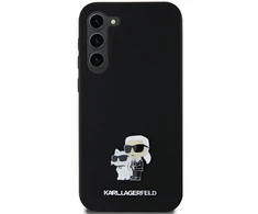 Dėklas Original Pouch Karl Lagerfeld hardcase Silicone Karl&Choupette Metal Pin KLHCSA35SMHKCNPK for Samsung Galaxy A35 juodas