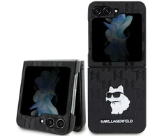 Samsung Galaxy Z Flip 5 Karl Lagerfeld Dėklas Saffiano Monogram Choupette Pin (KLHCZF5SAPCHNPK) juodos spalvos