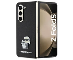 Samsung Galaxy Z Fold 5 Karl Lagerfeld Dėklas Saffiano Karl&amp;Choupette Pin (KLHCZFD5SAKCNPK) juodos spalvos