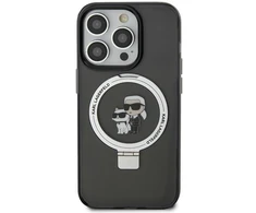 Apple iPhone 11 / XR Karl Lagerfeld dėklas Ring Stand Karl&amp;Choupettte MagSafe (KLHMN61HMRSKCK) juodos spalvos