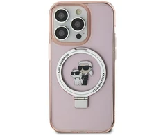 Apple iPhone 11 / XR Karl Lagerfeld dėklas Ring Stand Karl&amp;Choupettte MagSafe (KLHMN61HMRSKCP) rožinės spalvos