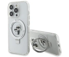 Apple iPhone 13 Pro Karl Lagerfeld dėklas Ring Stand Karl&amp;Choupettte MagSafe (KLHMP13XHMRSKCH) baltos spalvos