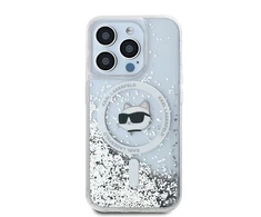 Karl Lagerfeld Liquid Glitter Choupette Head MagSafe Apple iPhone 13 Pro Max - dėklas telefonui skaidrus