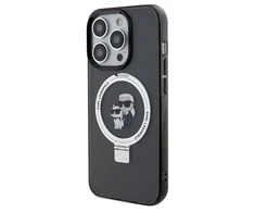 Apple iPhone 14 Pro Karl Lagerfeld dėklas Ring Stand Karl&amp;Choupettte MagSafe (KLHMP14LHMRSKCK) juodos spalvos