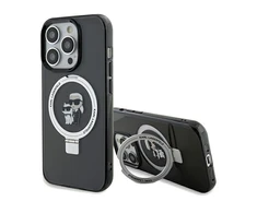 Apple iPhone 14 Pro Karl Lagerfeld dėklas Ring Stand Karl&amp;Choupettte MagSafe (KLHMP14LHMRSKCK) juodos spalvos
