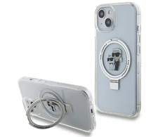 Apple iPhone 13 / 14 / 15 Karl Lagerfeld dėklas Ring Stand Karl&amp;Choupettte MagSafe (KLHMP14SHMRSKCH) baltos spalvos