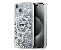 Karl Lagerfeld Liquid Glitter Choupette Head MagSafe Apple iPhone 14 / 15 / 13 - dėklas telefonui skaidrus