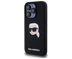 Karl Lagerfeld KLHMP15LSKHPPLK Apple iPhone 15 Pro 6.1" dėklas telefonui juodos spalvos silikoninis Karl Head Print MagSafe