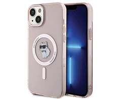 Apple iPhone 15 Plus Karl Lagerfeld dėklas IML Choupette MagSafe (KLHMP15MHFCCNOP) rožinės spalvos