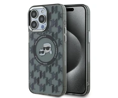 Apple iPhone 15 Pro Max Karl Lagerfeld IML Monogram Karl&amp;Choupette Head MagSafe (KLHMP15XHMCKMHK) dėklas telefonui juodos spalvos