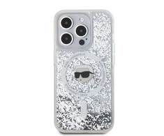 Karl Lagerfeld Liquid Glitter Karl Head MagSafe Apple iPhone 15 Pro Max - dėklas telefonui skaidrus