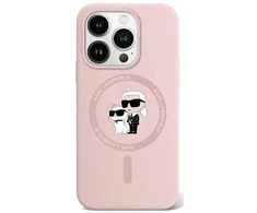 Karl Lagerfeld silikoninis Karl&amp;Choupette Ring MagSafe Apple iPhone 15 Pro Max - dėklas telefonui rožinės spalvos