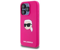 Karl Lagerfeld KLHMP15XSKHPPLF Apple iPhone 15 Pro Max 6.7" dėklas telefonui fuksijos spalvos silikoninis Karl Head Print MagSafe