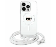 Karl Lagerfeld KLHMP16SHCKHNT Apple iPhone 16 6.1" dėklas telefonui skaidrus Crossbody IML Karl Head MagSafe
