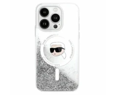 Karl Lagerfeld KLHMP16SLGKISGH Apple iPhone 16 6.1" dėklas telefonui skaidrus Liquid Glitter Karl Head MagSafe