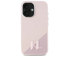 Karl Lagerfeld KLHMP16SSCMKMPCP Apple iPhone 16 6.1" dėklas telefonui rožinės spalvos Silikoninis Shadow Metal Initial MagSafe
