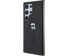 Karl Lagerfeld KLHMS24LHFCKNOK Samsung Galaxy S24 Ultra S928 dėklas telefonui Juodas spalvos hardcase IML Ikonik MagSafe