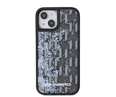Karl Lagerfeld Liquid Glitter Monogram Gradient dėklas telefonui Apple iPhone 15 juodos spalvos