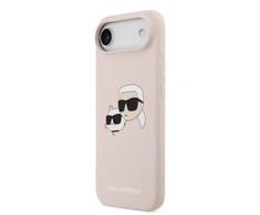 Karl Lagerfeld Liquid Silicone Double Heads MagSafe dėklas skirtas Apple iPhone 17 Air rožinės spalvos