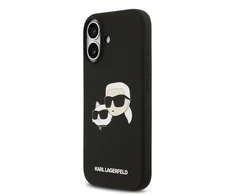 Karl Lagerfeld Liquid Silicone Double Heads MagSafe dėklas skirtas Apple iPhone 17 juodos spalvos