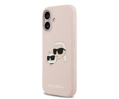 Karl Lagerfeld Liquid Silicone Double Heads MagSafe dėklas skirtas Apple iPhone 17 rožinės spalvos