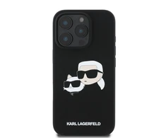Karl Lagerfeld Liquid silikoninis Double Heads MagSafe Apple iPhone 16 Pro dėklas telefonui juodos spalvos