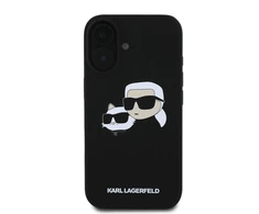 Karl Lagerfeld Liquid silikoninis Double Heads MagSafe Apple iPhone 16 Plus dėklas telefonui juodos spalvos