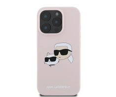 Karl Lagerfeld Liquid silikoninis Double Heads MagSafe Apple iPhone 16 Pro Max dėklas telefonui rožinės spalvos