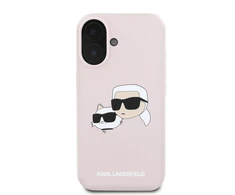 Karl Lagerfeld KLHMP16SSKCHPPLP Apple iPhone 16 6.1″ rožinės spalvos kietas dėklas Silicone Double Heads Print MagSa