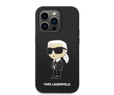 Apple iPhone 14 Pro Karl Lagerfeld dėklas Silicone Ikonik (KLHCP14LSNIKBCK) juodos spalvos