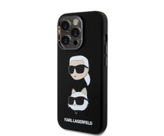 Dėklas Karl Lagerfeld KLHCP15LSDHKCNK IPHONE 15 PRO 6.1 "Juodas/Juodas SILICONE KARL &amp; CHUPETTE HEAD