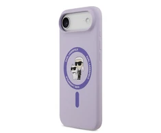 Karl Lagerfeld Liquid Silicone Karl and Choupette MagSafe dėklas skirtas Apple iPhone 17 Air Violetinė