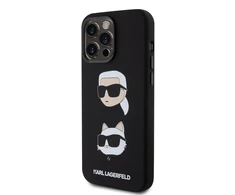 Dėklas Karl Lagerfeld KLHCP15XSDHKNK IPHONE 15 PRO MAX 6.7 "Juodas/Juodas SILICONE KARL &amp; CHUPETTE HEAD