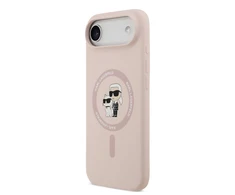 Karl Lagerfeld Liquid Silicone Karl and Choupette MagSafe dėklas skirtas Apple iPhone 17 Air rožinės spalvos