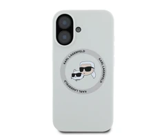 Karl Lagerfeld Liquid silikoninis K&amp;CH Heads MagSafe Apple iPhone 16 dėklas telefonui gelsvos spalvos