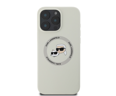 Dėklas Karl Lagerfeld Liquid silikoninis K&amp;CH Heads MagSafe Apple iPhone 16 Pro rusvai gelsvas