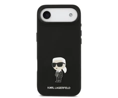 Karl Lagerfeld Liquid Silicone Metal Ikonik dėklas skirtas Apple iPhone Air juodos spalvos