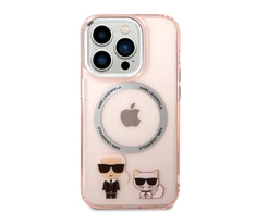 Apple iPhone 14 Pro Karl Lagerfeld dėklas Karl &amp; Choupette Aliuminio Magsafe (KLHMP14LHKCP) rožinės spalvos