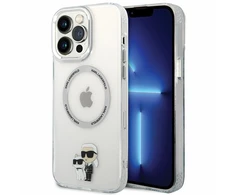 Apple iPhone 13 Pro Max Karl Lagerfeld dėklas Iconic Karl&amp;Choupette Magsafe (KKLHMP13XHNKCIT) skaidrus