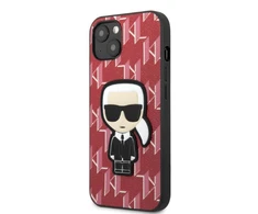 Karl Lagerfeld KLHCP13MPMNIKPI iPhone 13/ 14 / 15 6,1″ kietas dėklas red Monogram Ikonik Patch