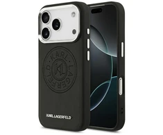 Karl Lagerfeld Point &amp; Metal Logo MagSafe dėklas skirtas Apple iPhone 17 Pro juodos spalvos