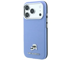 Dėklas Karl Lagerfeld PU Grained Semi Wrap K&amp;CH Heads Magsafe Case for iPhone 18 Pro Max Mėlyna