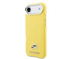 Karl Lagerfeld PU Karl and Choupette Heads Pins MagSafe dėklas skirtas Apple iPhone Air Geltona