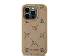 Karl Lagerfeld PU Karl Heads Pattern MagSafe dėklas telefonui Apple iPhone 15 Pro Max rusvai gelsvas