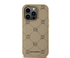 Karl Lagerfeld PU Karl Heads Pattern MagSafe dėklas telefonui Apple iPhone 14 Pro Max rusvai gelsvas