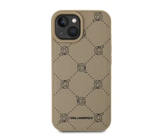 Karl Lagerfeld PU Karl Heads Pattern MagSafe dėklas telefonui Apple iPhone 15 rusvai gelsvas