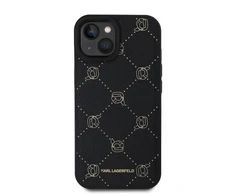Karl Lagerfeld PU Karl Heads Pattern MagSafe dėklas telefonui Apple iPhone 15 juodos spalvos